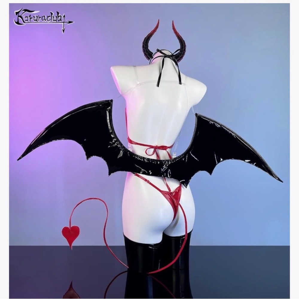 Korura Club Red and Black Devil Wing Heart Cutout Anime Costume - Picture 2 of 2